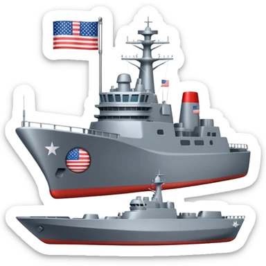 Very realistic American modern warship with little flag sticker