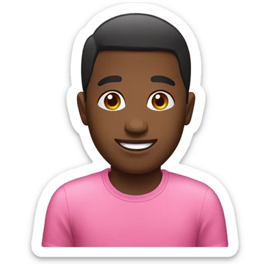 Black man emoji, pink t shirt, 
relieved looking at the right sticker