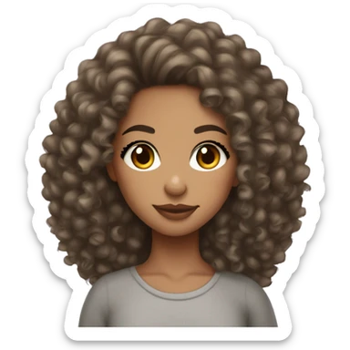 Lightskin girl with curly hair with lashes sticker