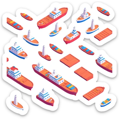 port with cargo ship sticker