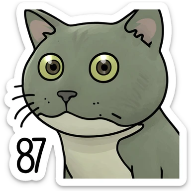 Cat showing the numbers 67 sticker