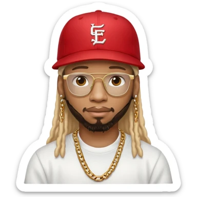 Lil jon with red baseball hat, white t shirt and gold chain  sticker