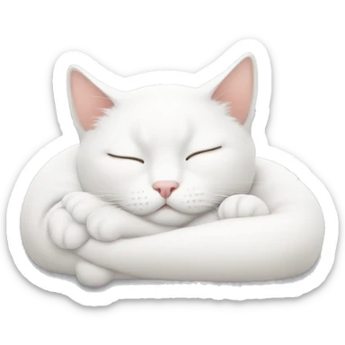 white cat sleeping sticker