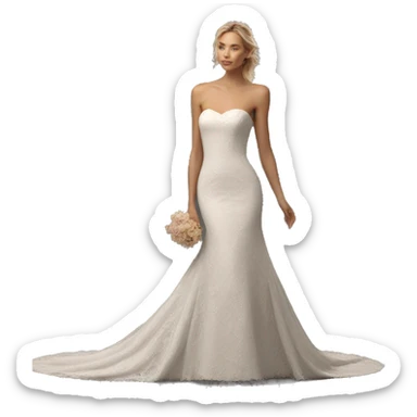 Strapless fit and flare wedding dress with long lacy train sticker