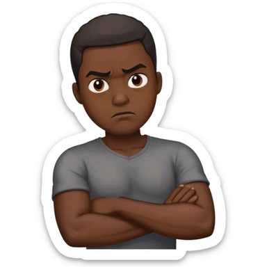 black man crossing arms mad sticker