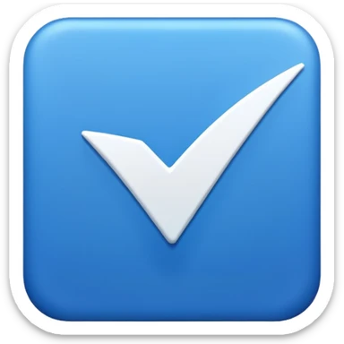 Make Make a symbol with a tilted blue colored square with a tick mark inside it in the middle. Make the edge of the square sharp. Make it normal tilt square and normal tick in the middle sticker