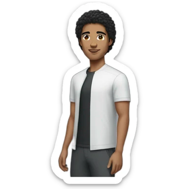 A Guy with black hair wearing Nike tech  sticker