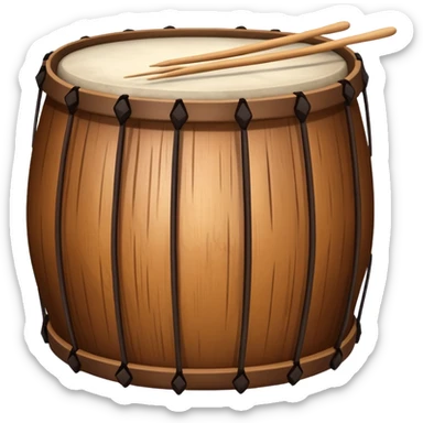 Traditional drum with sticks used to wake people up at dawn sticker