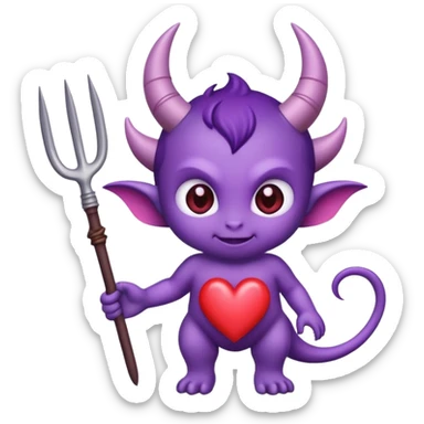 adorable baby demon with a tiny pitchfork and heart-shaped tail sticker