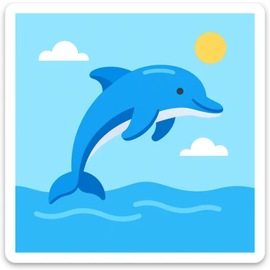 Flat design style dolphin in the water sticker
