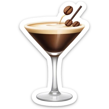 espresso martini with coffee beans and foam sticker
