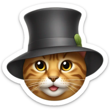 a cat with a hat sticker