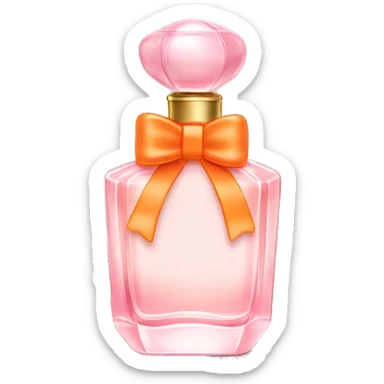Light pink dainty perfume bottle with orange bow sticker