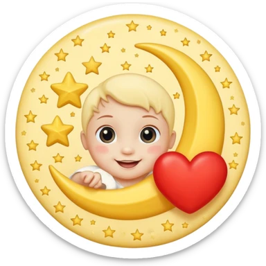 Baby butter stick with moon and stars and a red heart sticker