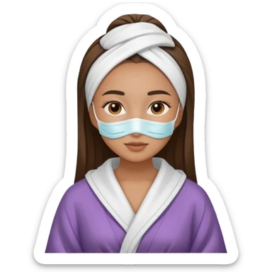 Girl with skin care face mask on and in a robe sticker