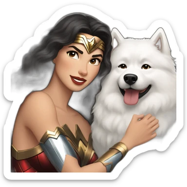 Wonder Woman with a Samoyed sticker