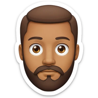 brown male with beard, black eye sticker