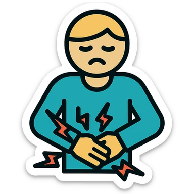 A person with stomach ache sticker