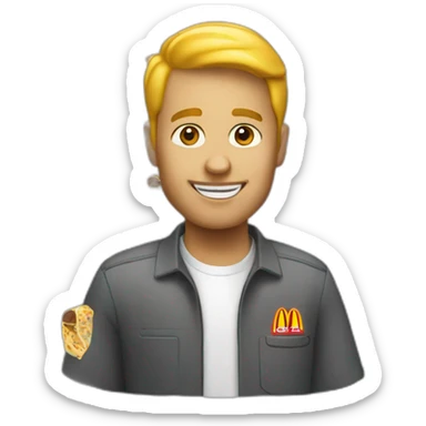  white worker at mcdonalds sticker