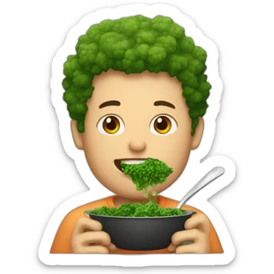 man eats a kale stew sticker