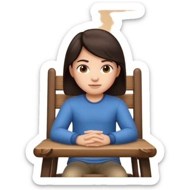 Memoji sitting on a chair from behind (pnly hair and back of the chair shown) focusing  sticker