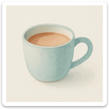 coffee cup watercolor art style sticker
