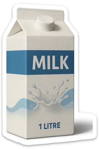 scatola di latte realistica, iperrealistico 4k sticker