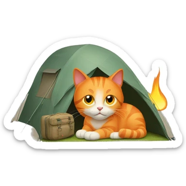 orange cat goes camping sticker