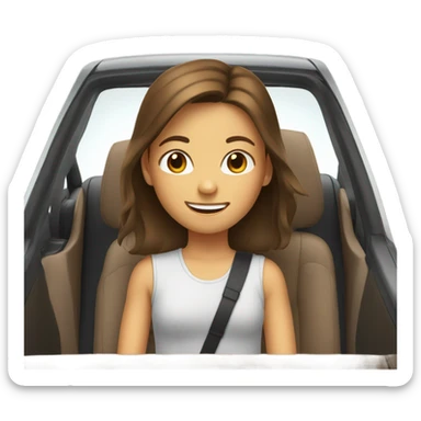 smiling girl with brown hair in a honda car sticker