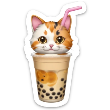 Cat drinking bubble tea sticker
