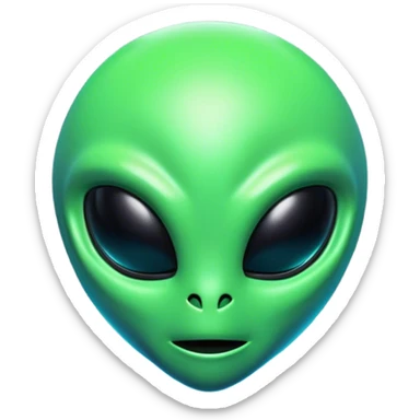 Clash of Clans aesthetic: Cinematic Playful 3D Isometric Alien Emoji, rendered in a 3D vector-style similar to standard emojis with minimal shading and bold, simplified shapes. A compact, distinct form with signature details, softly glowing with a futuristic sci-fi warfare charm. Simplified yet unmistakably iconic, highly detailed and consistent, glowing with a soft radiance and high shine. Stylized with a touch of high-tech brilliance and a soft glowing outline, capturing the essence of a beloved gaming relic with a friendly, playful manner! sticker