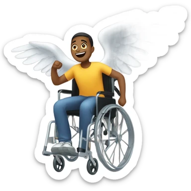 Man in wheelchair flying sticker