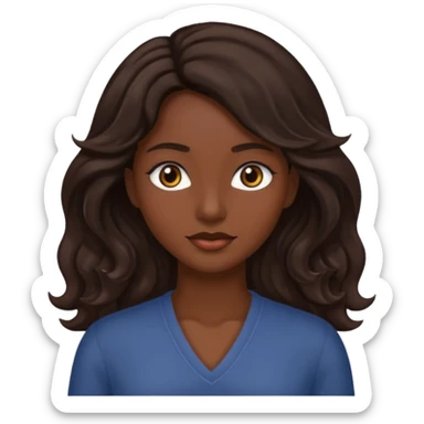 mujer morocha,  pelo ondulado,  pelo largo  color marron oscuro, ojos marrones oscuros sticker