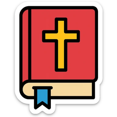 bible with a bookmark, color outlined icon sticker