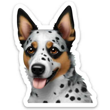 Blue heeler with black spots on nose, wavy fur sticker