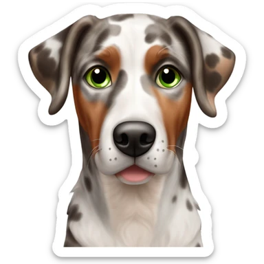 Red Merle catahoula dog with green eyes sticker