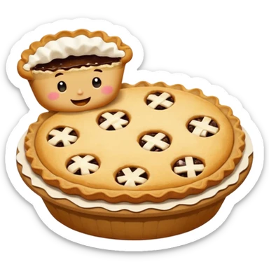 Baking community avatar in clean emoji-style illustration. Pie, cookie, and muffin warm golden tones, simple shapes, flat design, high contrast, cozy and friendly. sticker