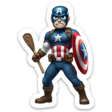 Captain America playing lacrosse sticker