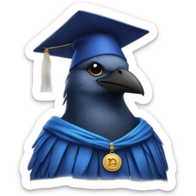 Blue Crow with alumni hat and mantle sticker