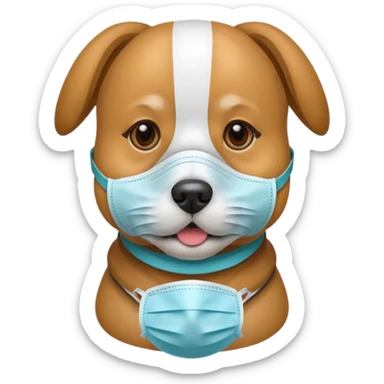 dog Wearing Medical Mask sticker