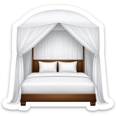 Luxury white canopy hotel bed with white duvet sticker