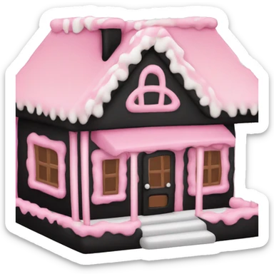 Pink and black gingerbread house sticker