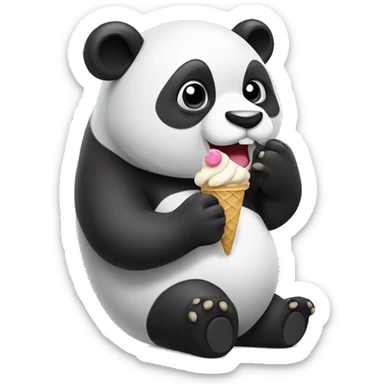 Panda eating ice cream sticker