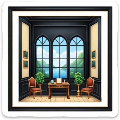 Vintage old antique academia aesthetic interior scenery  sticker