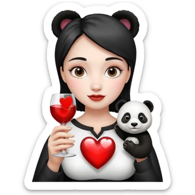 Glass lady panda holding a glass hear in the right bottom  sticker