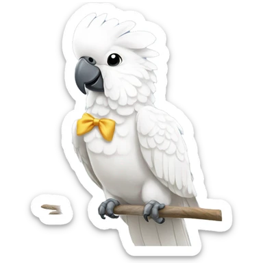 White cockatoo with bow sticker