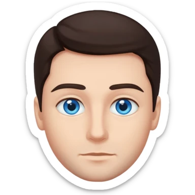 homme yeux bleu azur cheveux brun foncé sticker