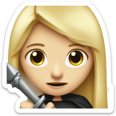 cute blonde girl holding a vampire stake with a fear look on he face sticker