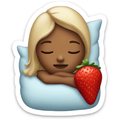 sleeping girl with strawberry pillow sticker