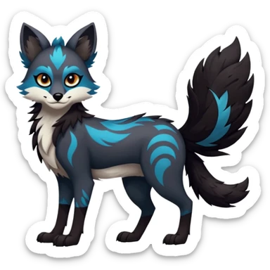 edgy badass cool Falvie-Fionbri-creature-fursona, full body, with random markings sticker